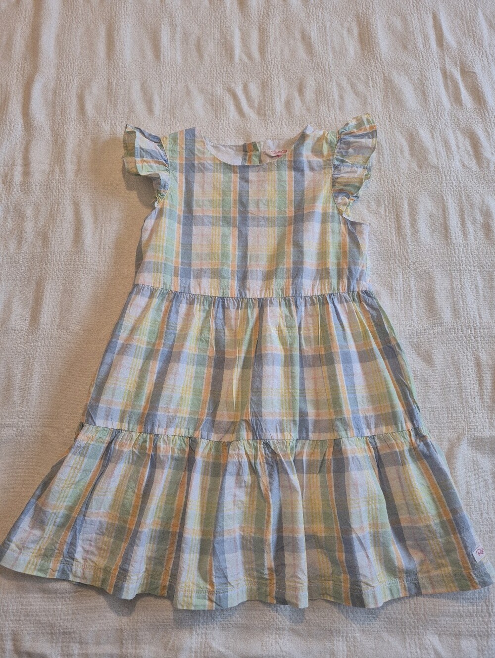 Ruffle Butts girls size 6 cap ruffle sleeve plaid lined dress VGUC